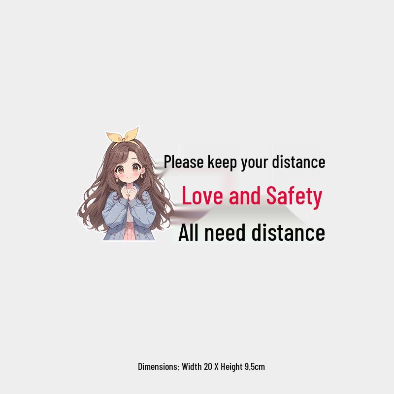 Keep Safe Distance: Love and Safety Need Space - Fun Sticker for Female Drivers