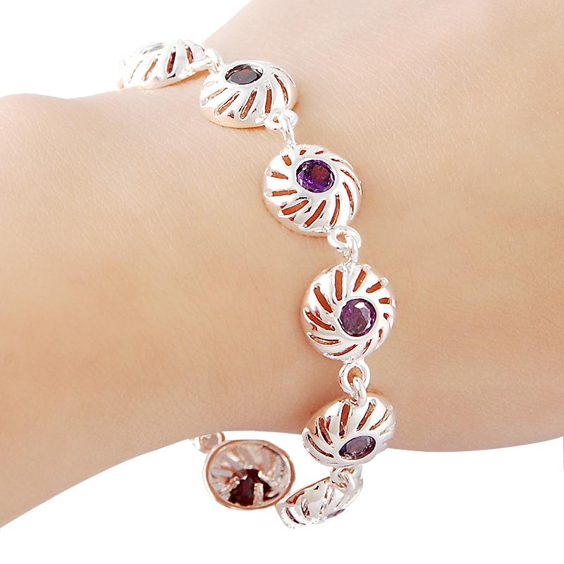 925 Sterling Silver Elegant Charm Bracelets Chain Beautiful Crystal Stone Drop Jewelry Fashion for Women Wedding Lady Cute