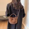 Retro Casual Pleated Hand Bucket Bag Autumn and Winter New Fashion Shoulder Bag PU Versatile Messenger Mother and Child Bag
