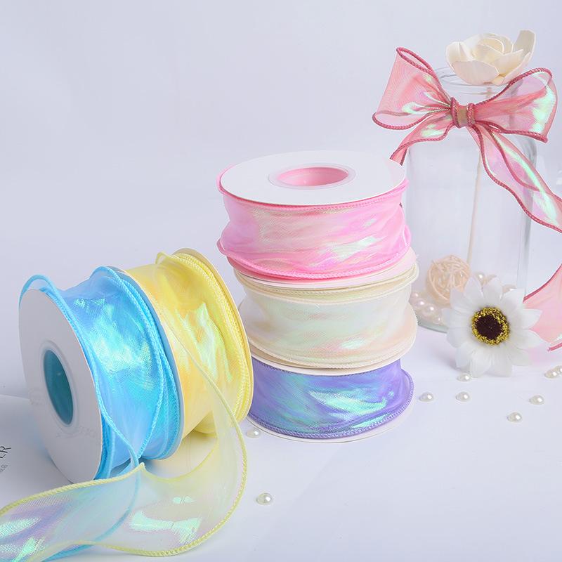 9M 4CM Fishtail Yarn Ribbon For DIY Bow Hair Ornament Bouquet Gift Wrapping Material Wave Silk Ribbons Party Decor