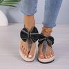 Damensandalen Sommer Neu Fischgrätenmuster Damensandalen Hanfseil Sohle Zehentrenner Mode Trend Schleifensandalen