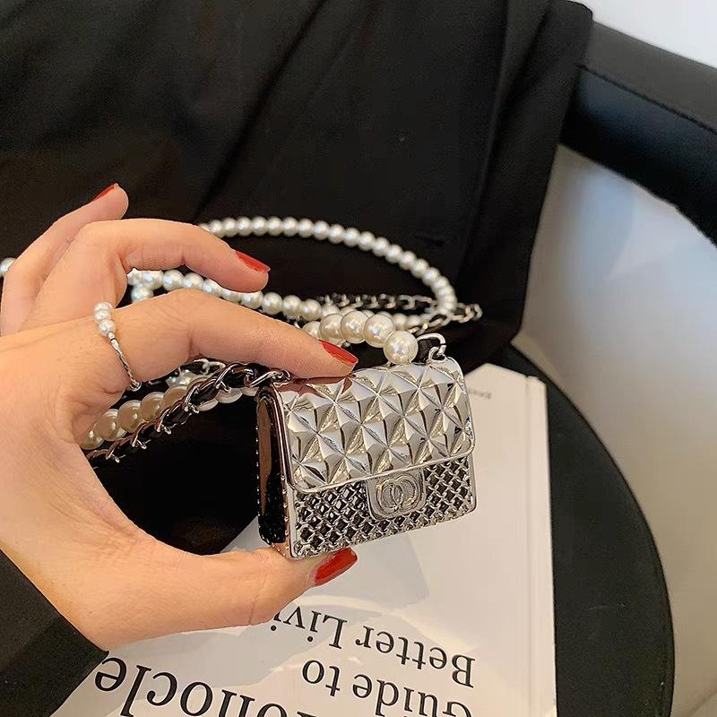 Metall miniveske kjede Crossbody skulderveske Allsidig dekorative klær Hodetelefonveske Skulderveske for kvinner