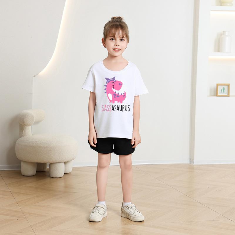 Children T-shirtDinosaur Printed Kids 100% Cotton Clothes Tshirt Tops Tee Boys Girls Short-sleeved T Shirt 2-13Y