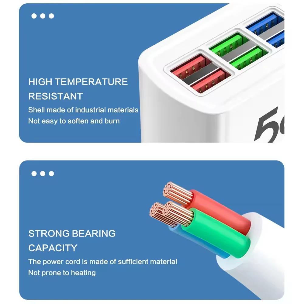 6 Ports USB Charger USB Fast Charge Charger Wall Phone Adapter Quick Charger EU US Plug Socket Multi Port USB HUB Splitter