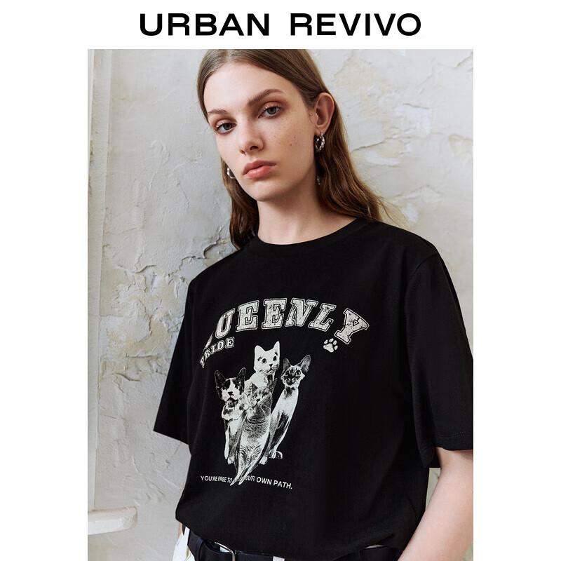 

UR Women s Retro Cat Print Loose Short Sleeve T-Shirt S