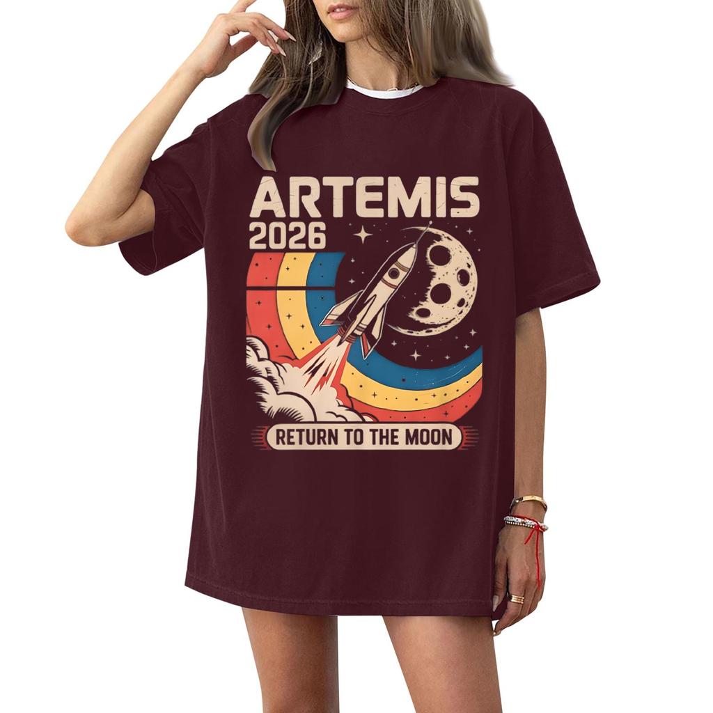 Women's Fashionable Casual Short Sleeved Printed T-Shirt Round Neck Top