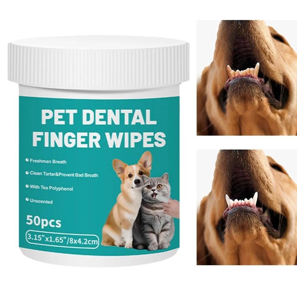 50 Stück Sanfte Zahn-Finger-Tücher Mundgeruchsentferner Hunde-Tücher Neue Katzen-Tücher für Hunde Katzen