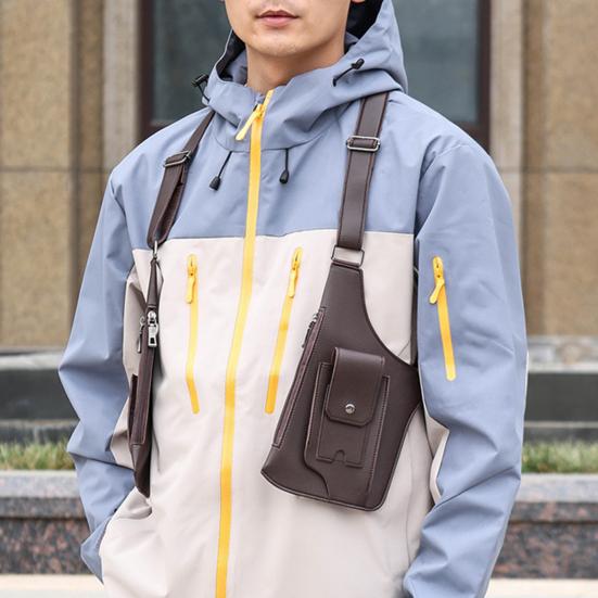 Anti-Theft Shoulder Bag Security Backpack Slim Crossbody Hidden Underarm Chest Pack with Adjustable Straps Compact Travel Organizer