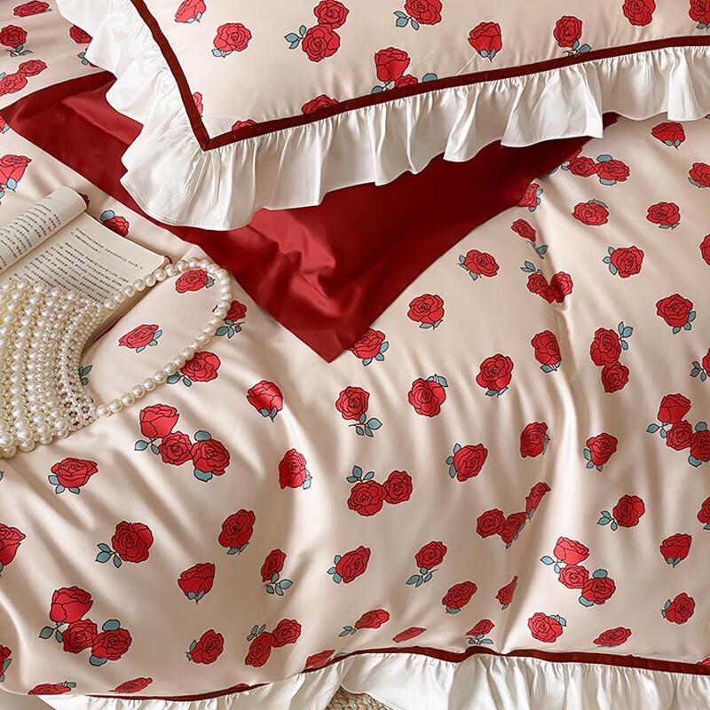 Dohia Wedding 60-Count Pure Cotton Ruffled 4-Piece Bedding Set