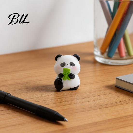 Mini Versatile Figurine 2 Pcs Panda Figurines Cute Resin Statues DIY Miniature Adorable Model Cake Toppers for Fairy Garden Micro Moss Landscape
