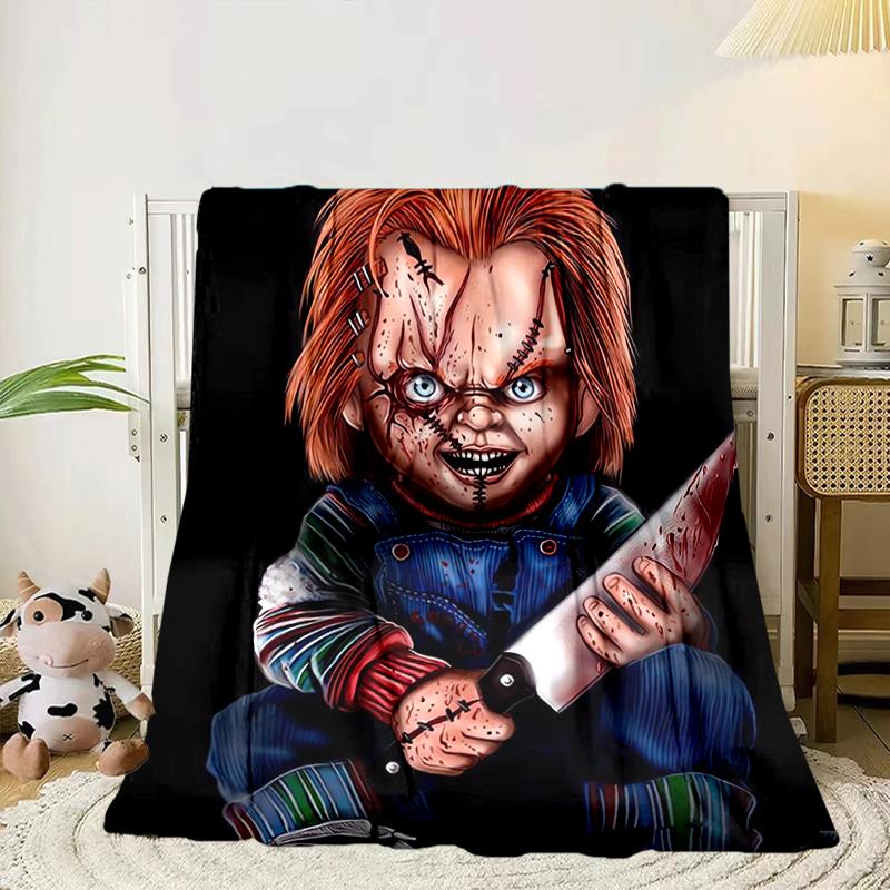 Chucky's Halloween Horror Blanket Flannel Blanket for bed, sofa, Camping, Hiking, Picnic Essentials, gift for family Fan gifts