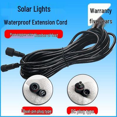 10-20m Waterproof Solar Floodlight Streetlight Extension Cord with DC Male-Female Double Pin Sockets