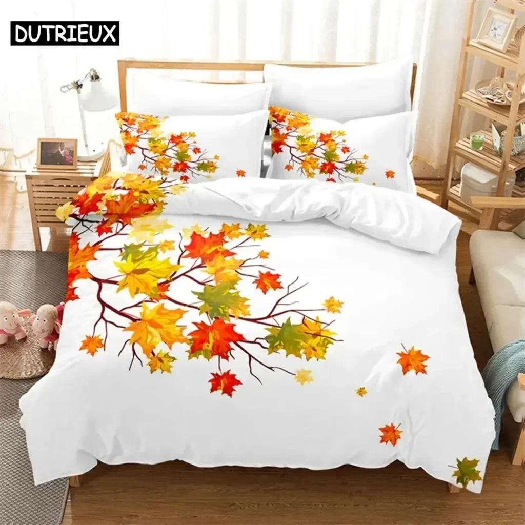 Leaf Quen Maple Leaf Beding Set For Bedrom Soft Modern Bedspreads Comefortable Children Kids Soft Duvet Cover Comfortable Quilt Cover And Pilowcase