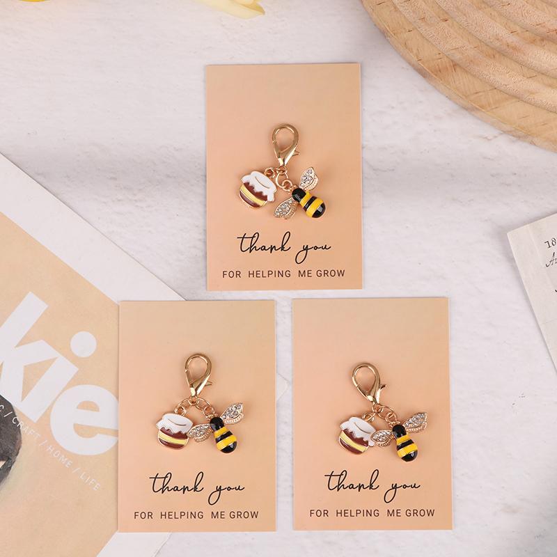 1/3Pcs Cute Bee Honeycomb Honeypot Keychains Gifts For Women Men Handbag Accessorie Jewelry