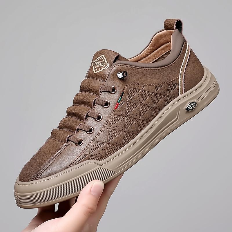 

Высококачественные Новые Модные Легкие Повседневные Кеды Бренд Мода Мужские Дышащие Кожаные Туфли в Стиле Бизнес-Кэжуал из Коровьей Кожи 44 коричневый