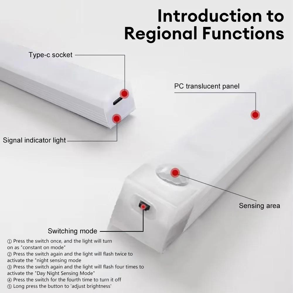 PIR Motion Sensor LED Cabinet Light 10CM/20CM/30CM USB Rechargeable LED Under Magnetic Night Led Night Sensor