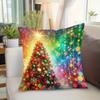 1pc Pillowcase, Christmas Tree Colored Light Night, Printed Festive Theme Cushion Cover with Hidden Zipper, Suitable for Sofa, Living Room, Office, Ho