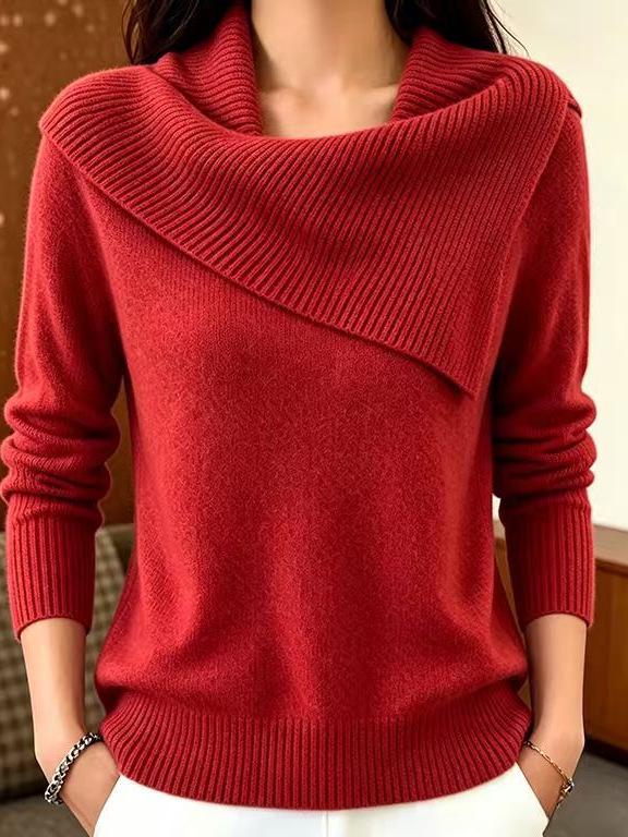 Women's Retro European & American Slimming Lapel Sweater - Playful & Versatile Knit Design