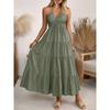 2026 Summer Hanging NeckPleated Elasticity Dress Loose Vacation Style A-line Dress Fashion Backless Slim Fit Sweet Dress Solid Color Clothing