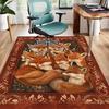 Fox Family Rug - Cozy Living Room Carpets, Nature Themed Area Rugs, Wildlife Animal Print Home Decor Skid resistant carpet
