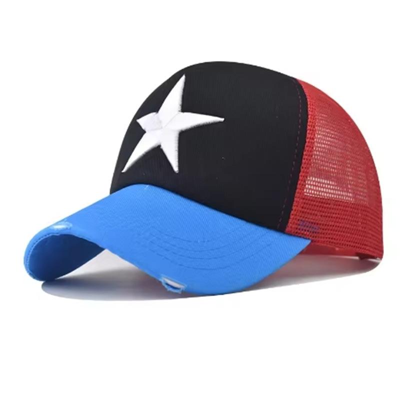 Hot Sale Unisex Adjustable Mesh Cap Casual Plain Embroidery Five-Star Cotton Baseball Cap Summer Trucker Hat for Women And Men