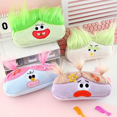 Large Capacity Pencil Case Holder DIY Fluffy Hair Soft Plush Pen Bag  Kids Gift