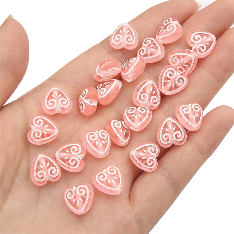 

500 г Акриловые Тисненые Бусины Любви для DIY Ожерелья, Браслета, Серег, Изготовления Ювелирных Изделий, Аксессуары для Рукоделия 12mm 500g розовый