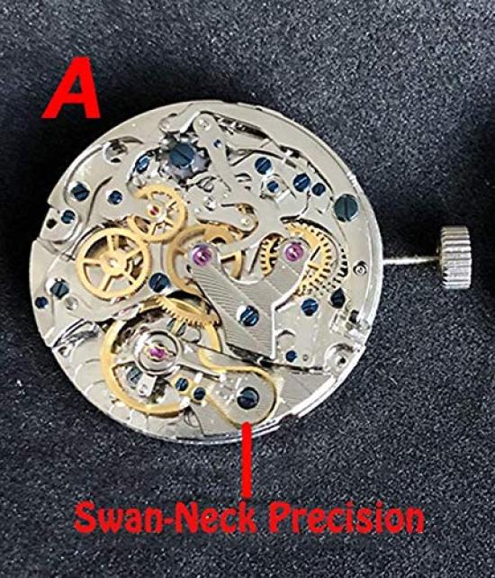 SUGESS Swan Neck Regulator 38mm Mechanical Analog Chronograph Watch for Men, Panda Dial, Pilot Style, Leather Strap, High-Quality, See-Through