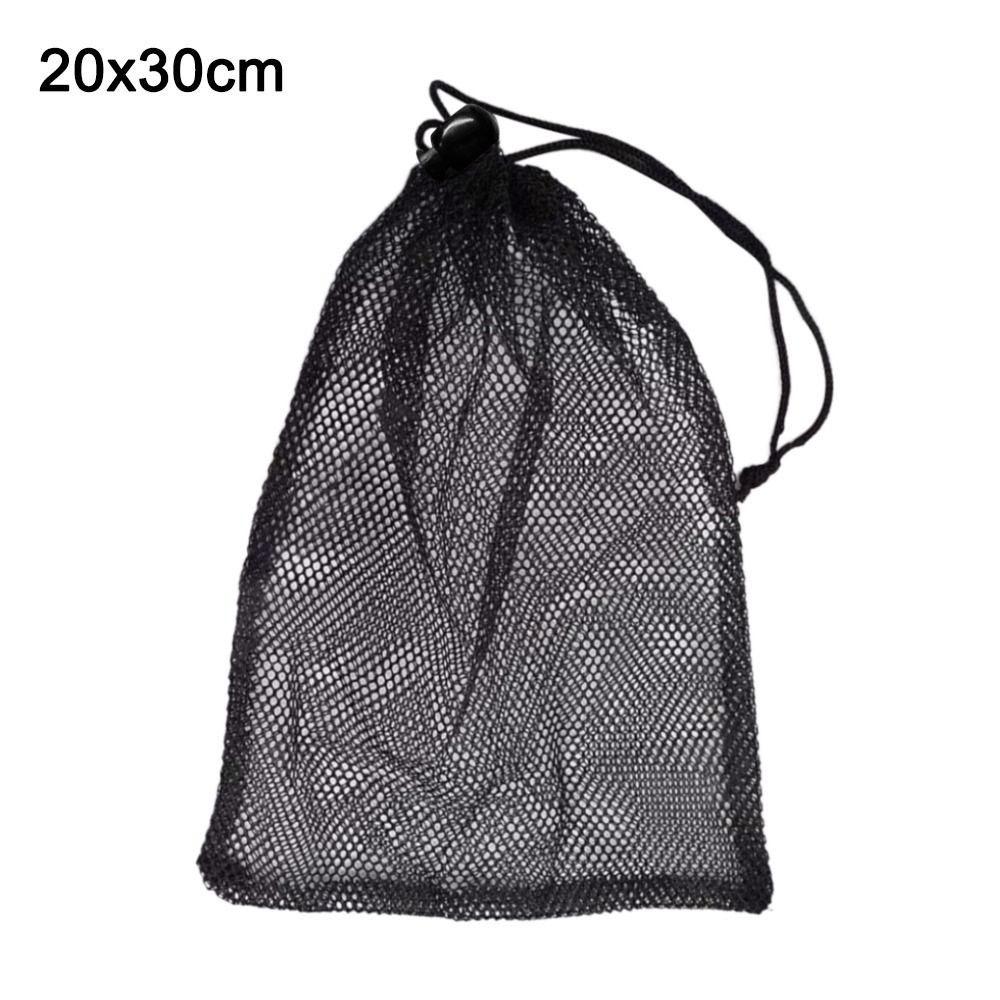 Durable Multi Purpose Drawstring Storage Pouch Bag Nylon Black Laundry Bag Breathable Mesh Pouch Travel Outdoor Activity Pouch