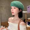 Fashionable Hollowed Out Beret Hat Japanese Style Crochet Knitted Cap Weave Painter Hat  Holiday