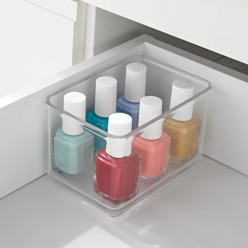 6 Pack Small Clear Storage Bins Stackable Organizers Cabinets Office Pantry Bathroom Home Organization