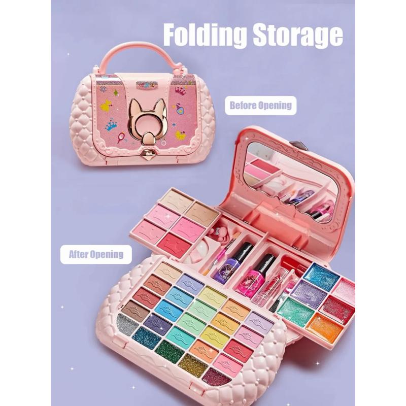 Kids Cosmetic Set Girl Toys Little Princess Makeup Box Painting Special Shoulder Bag Washable Pretend Play With Mirror Plaything