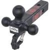Tri-Ball Hitch with Tow Hook, Matte Black Finish, Fits 2-inch Receiver for Trailers and Towing
