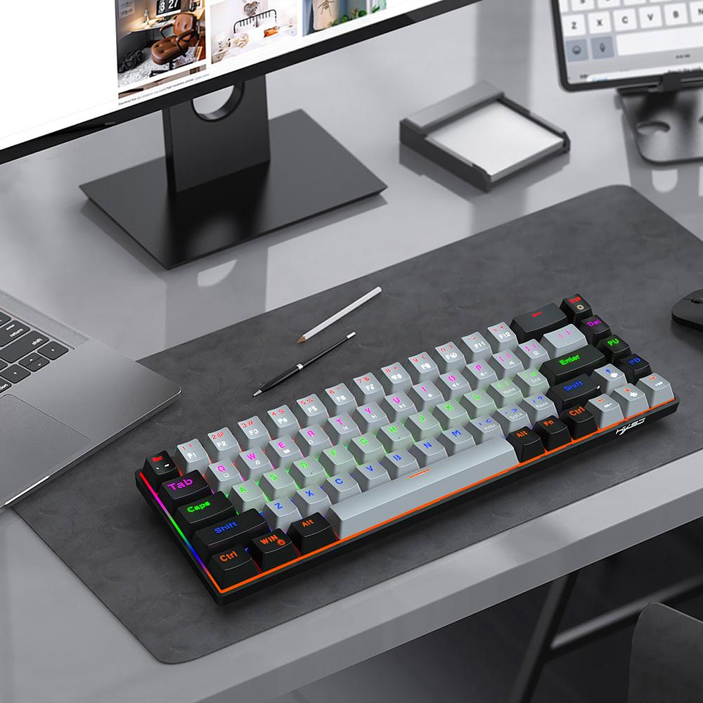 HXSJ V800 Kabelgebundene mechanische Tastatur 68 Tasten RGB-Gaming-Tastatur mit abnehmbarem Typ-C-Kabel ABS