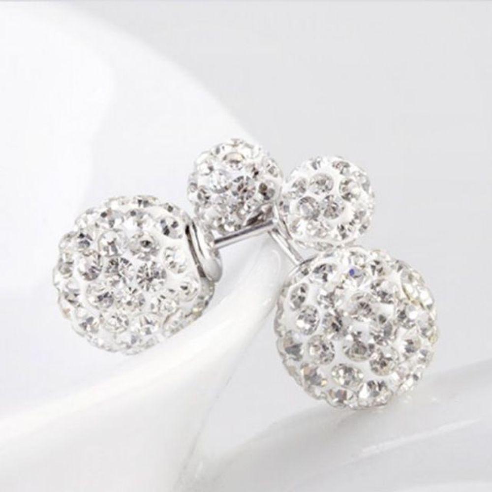 Silver Popular Silver Daily Ball Crystal Mirror Ball Cubic Earrings