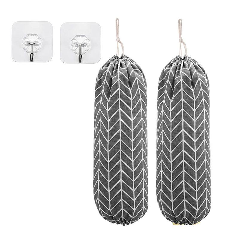 

ABJI-Kitchen Garbage Bag Storage Bag Washable Grocery Bag Wall Hanging Easy Extraction Plastic Bag Storage Hanging Bag серый