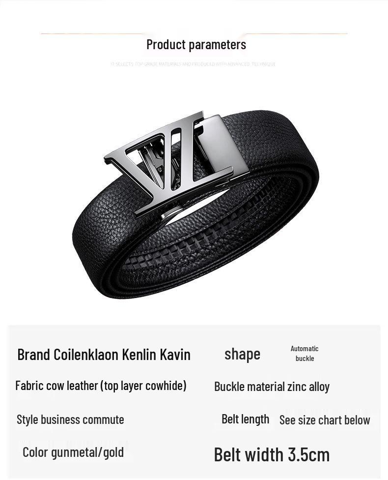 Kenlin Kavin Herren Automatikschließe Rindsleder Gürtel - Vielseitig, Hochwertiges Business Taillenband