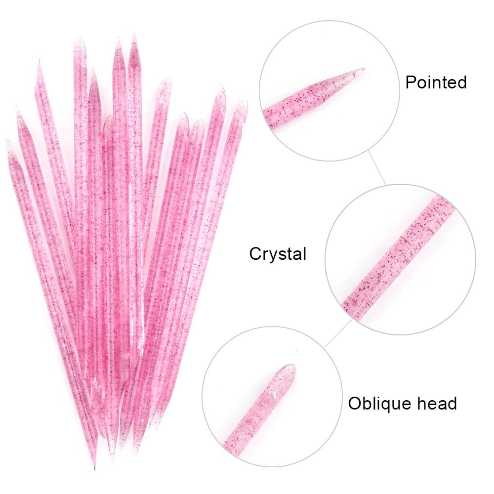 50 st Crystal Stick Nail Art Nagelbandstryckare Återanvändbar Dubbla End Remover Nagelband Återväxt Pedikyr Naglar Manikyr Verktyg