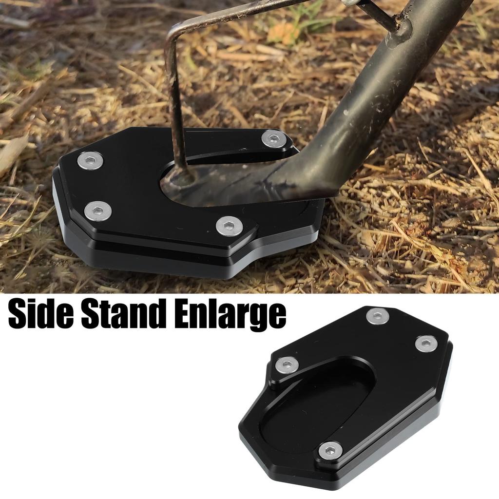 X AUTOHAUX Motorcycle Kickstand Side Stand Plate Pad, Aluminum Alloy, Black, Compatible with Suzuki V-Strom 1050