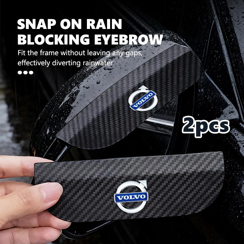 For Volvo 2pcs Car Rearview Mirror Rain Eyebrow Snap on Rain Blocking Cover V50 S60 XC60 S40 XC40 XC90 V70 XC70 C30 V40 V60