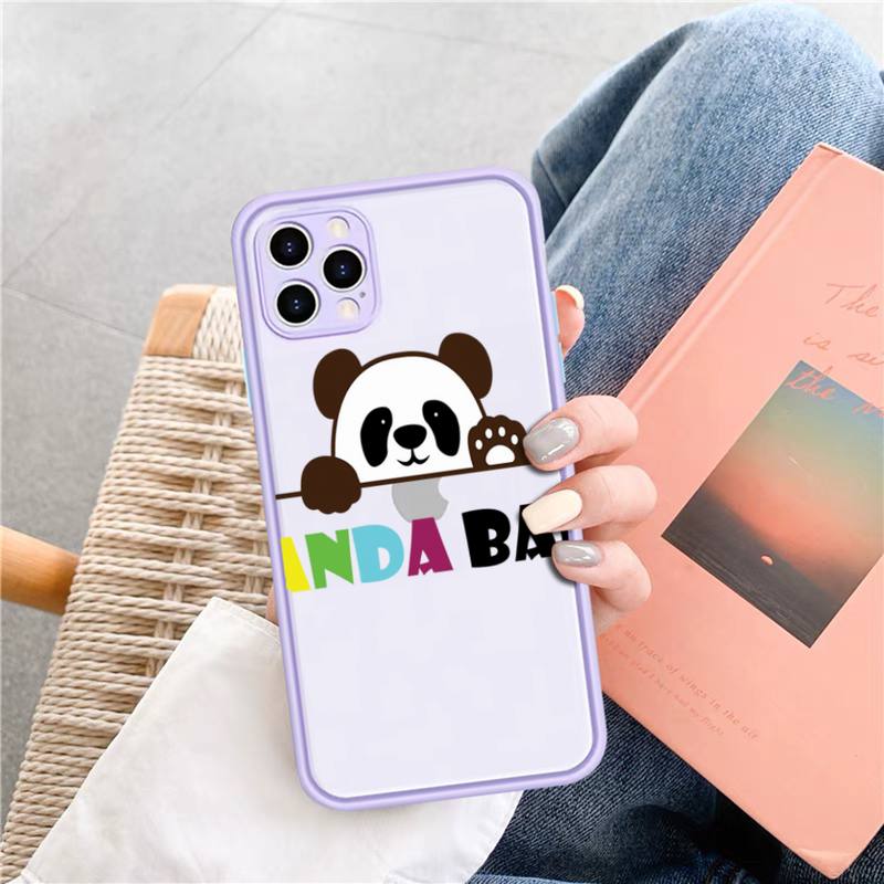 Cute Panda Phone Case for iPhone X XR XS 7 8 Plus 11 12 13 Pro MAX 13mini Translucent Matte Case