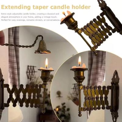Vintage Style Extendable Taper Candle Holder Wall Mounted Candlestick Rack Decor