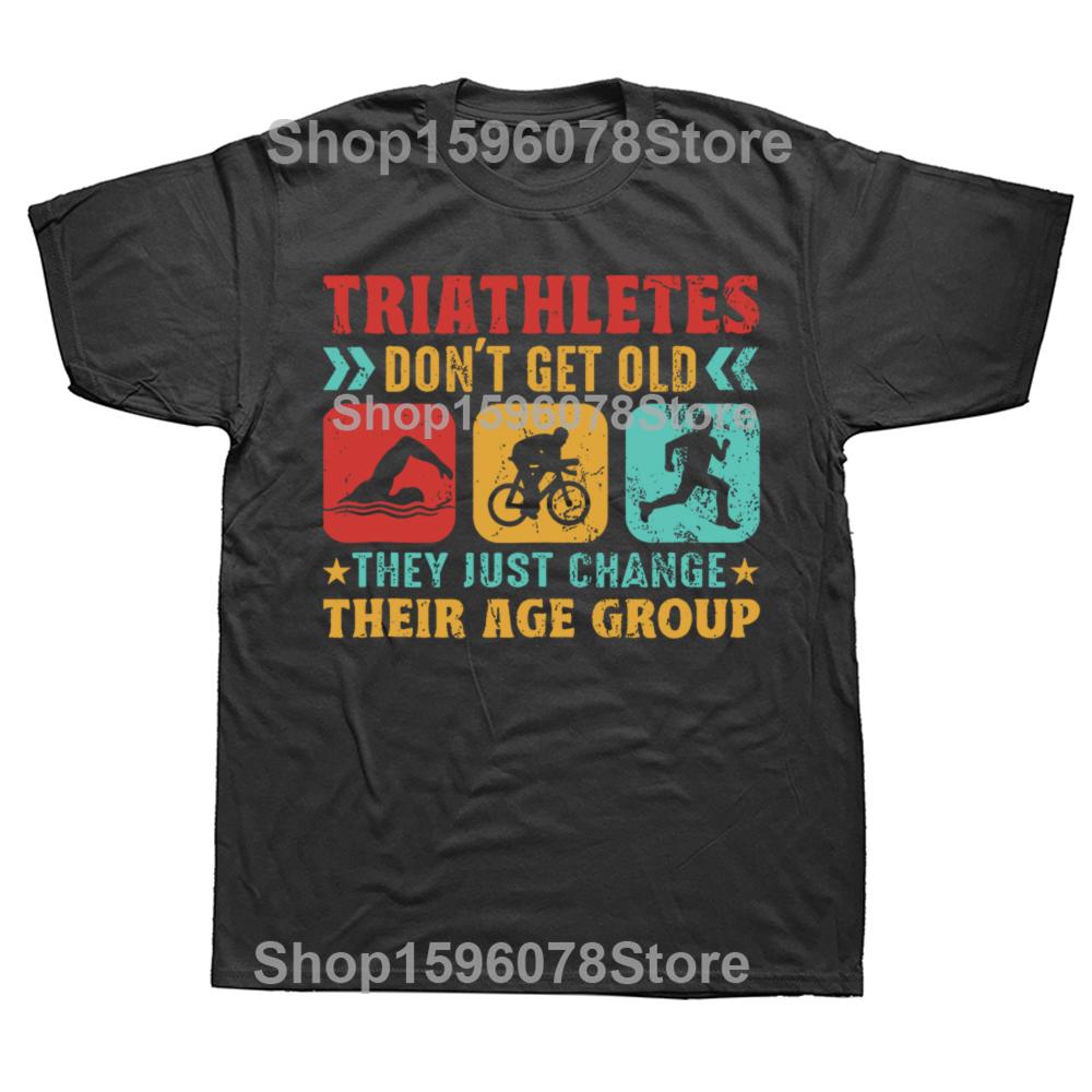 Rolig Triathlondesign Män Kvinnor Triathleter Simma Cykla Löp T-shirt Sommar Grafisk Bomull Streetwear Kortärmad Gåvor T-shirt