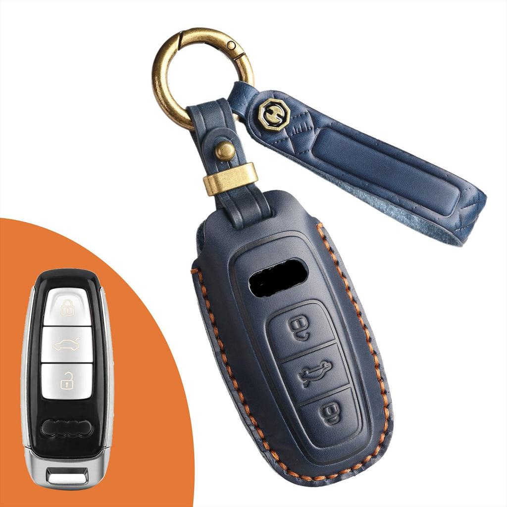 Suitable for New  A4L Leather Models Q5L, A7 Pure Handmade A5 Shell A6 Car Key Cover Men's Retro Style Car Accessories