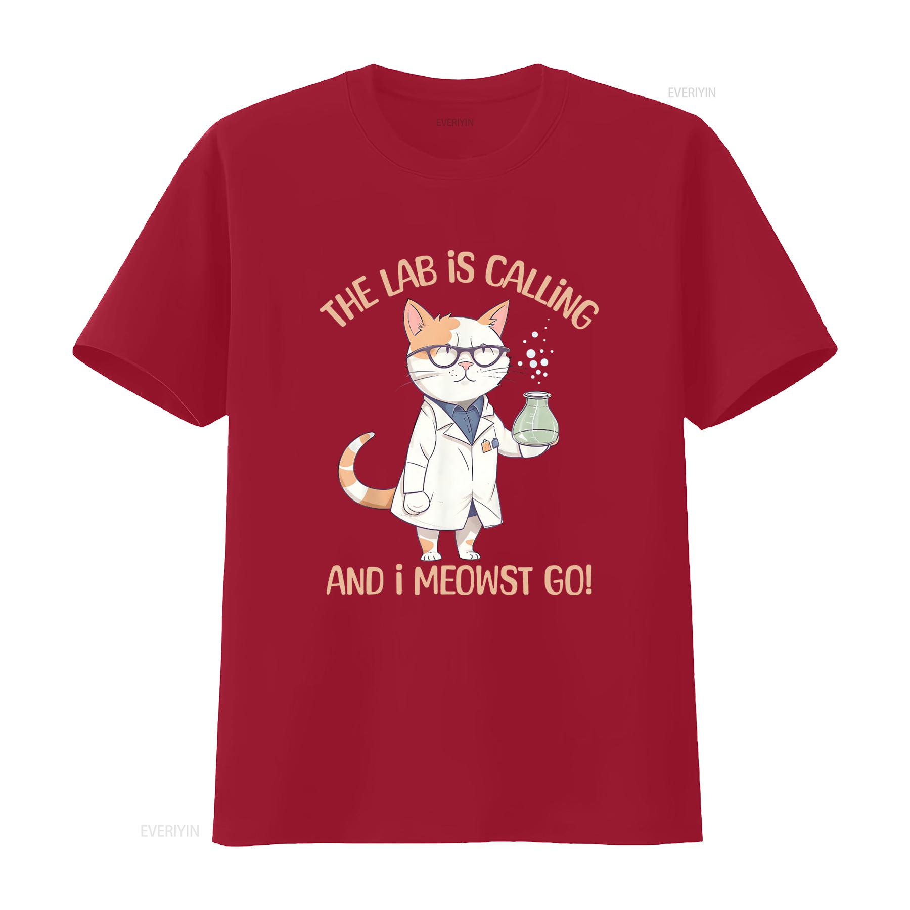 

Funny Science Cat T Shirt The Lab is Calling And I Meowst Go Perfect for Women Chemists Microbiologists Beaker Design vintage S
