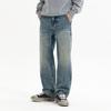 Khmer Bamboo Pattern New Cleanfit Heavy Industry Washed Denim Straight High Street Loose Trousers Spliced Jeans