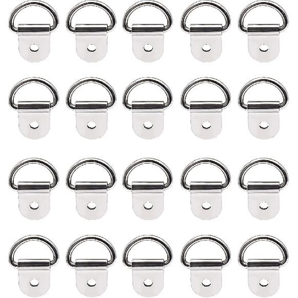 Stainless Steel D Shape Tie Down Anchors, D Rings Anchor Lashing Rings for Car Truck Trailer Cargo Boats RV, 20pcs
