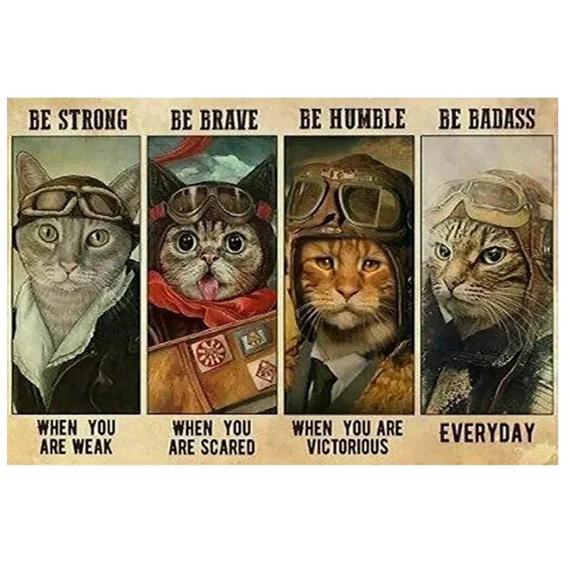 Retro Metall Blechschild Mehr Espresso Weniger Depresso Poster Trinkposter Kaffee Liebhaber Geschenk Lustige Schwarze Katze Wandkunst