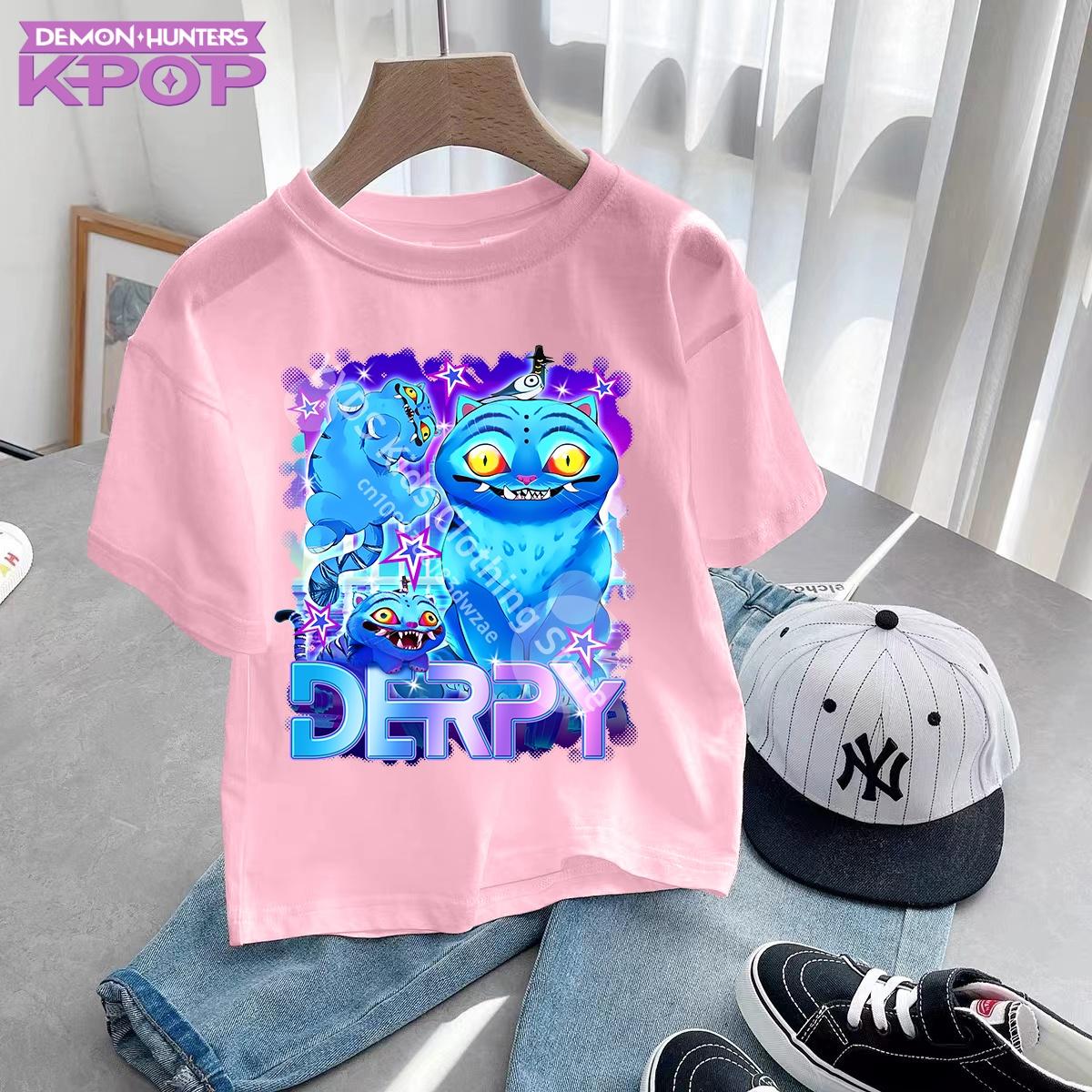 

K-pop Истребители демонов Детская одежда 2025 Горячее аниме Хлопковая футболка Харадзюку Девочки Повседневная рубашка Подарок Мода Фильм Малыш Футболки 130