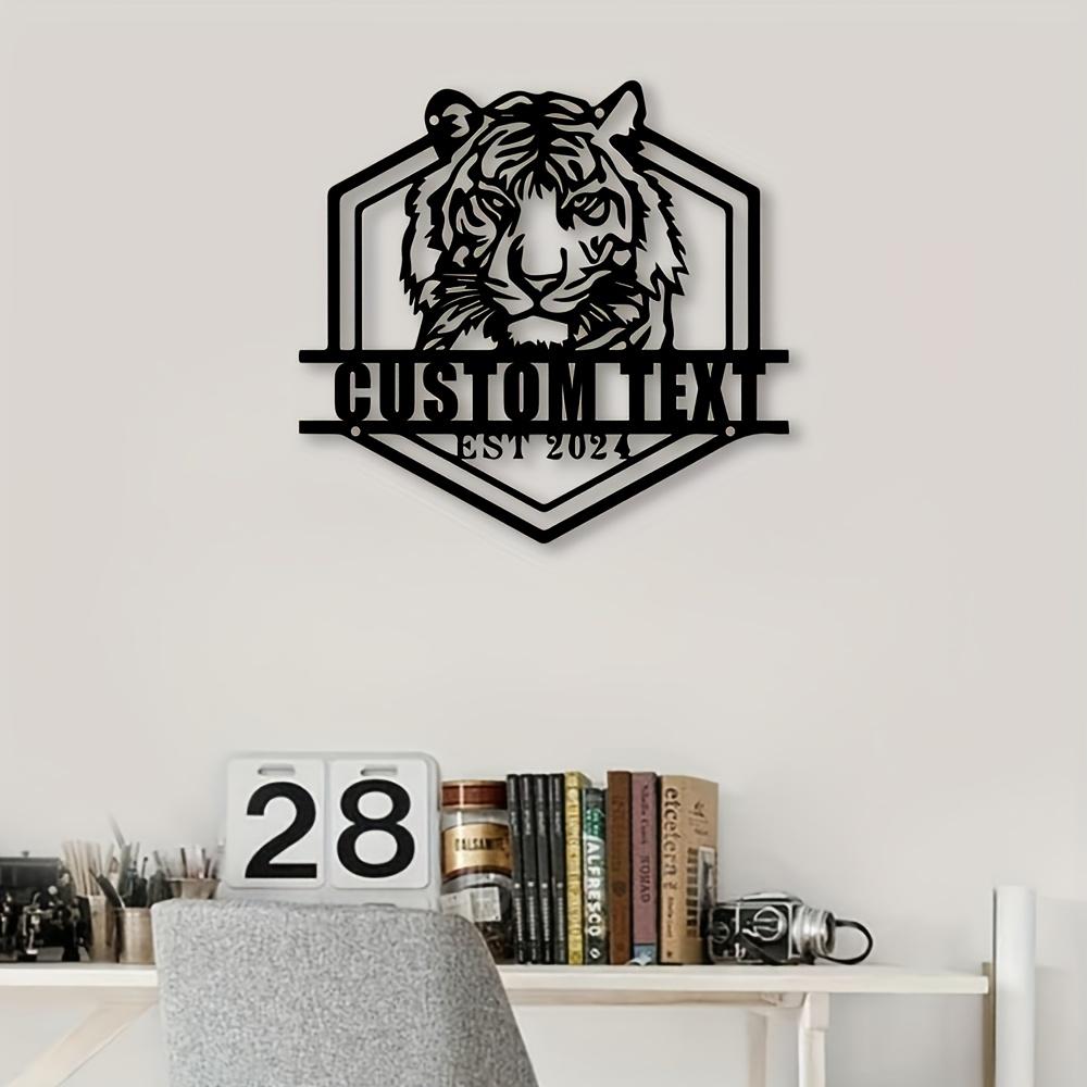 Exclusively Handmade Custom Metal Wall Sculpture Majestic Tiger Premium Black Iron Versatile Indoor Outdoor Decor